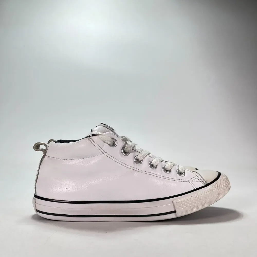 Converse Chuck Taylor All Star White Leather Skater Shoes 648582C Youth Size 5